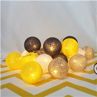 1*3M 20LED Handmade Cotton Ball String Light Decoration Garlands for Kid&amp;amp;#39;s Room/Holiday with 20PCS Black&amp;amp;amp;Yellow Cotton Balls