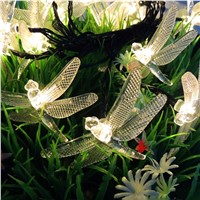 Outdoor Solar Led String light 5M 20 Led dragonfly solar panel strip light IP65 Waterproof Garden Christmas Party decoration