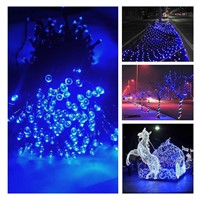 39ft 12m 100 LED Solar Powered LED Ambiance Lighting Fairy String Lights for Outdoor Gardens Homes Christmas Party(Blue Lights)