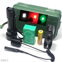 5000 lumens Zoom high power LED flashlight CREE XM-L L2 white/green/red tactical flash+pressure switch/mount/battery/charger/box