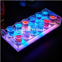 Free Ship Color changeable LED 6/12 Holes Shot Glass Bullet Cup drinkware Holder light up Wine rack ice buckets for bars/events