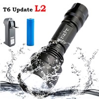 C8 Waterproof 8000 Lumens CREE XM-L2 LED Flashlight Lanterna Tactical Flashlight Torch Camping Light+18650 Battery + Charger