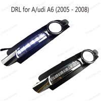 Super bright chrome style 12V LED CAR DRL with Fog Lamp hole for A/udi A6 2005 2006 2007 2008