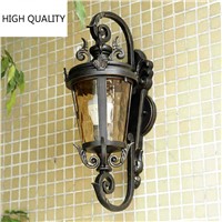 On Sale Vintage Retro European Cottage Iron Glass E27 Outdoor Wall Lamp For Entrance Park Balcony Deco Waterproof Porch Light