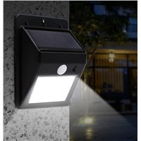 LumiParty 20LED Solar Panel Powered Motion Sensor Lamp Outdoor Light Garden Security Wall Light for Patio, Deck, Yard