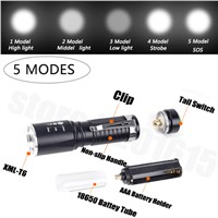 A50 LED Flashlight Waterproof Zoomable flashlight Torch 5 modes XM-L T6 3800LM Aluminum choose 18650 Battery car charger