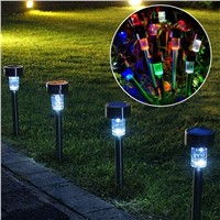 10pcs Stainless Steel Solar Energy Lawn LED Lamp E2shopping CLH