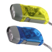3 LED Dynamo Wind up Flashlight NR Torch Light Blue for Camping Brand New