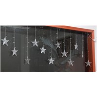 Holiday LED Decoration 220V 3M 120Leds 12pcs Star LED Curtain String Fairy Curtain Garlands For Xmas Wedding Party