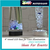KITOSUN 3AA Battery Operated 4inch Round LED Under Vase Light White/ Black Base for Wedding Table Vase Decoration