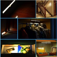 Hikity Rechargeable Motion Sensor Night Light Wireless Infrared IR 10 LED Closet Cabinet Light Bar Wardrobe Desk Drawer Lighting