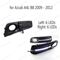 Super bright chrome style 12V led car DRL For A4 A4L B8 2009 2010 2011 2012 daytime running lights with fog lamp hole