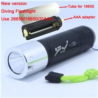 Elfeland Waterproof Aluminum 3 modes T6 LED Dive Diving Flashlight 18650 26650 AAA Camping Riding Diving Torch underwater 60m