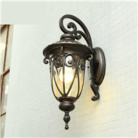 Hot Vintage European Cottage Waterproof Glass Iron Led E27 Wall Lamp For Outdoor Entrance Balcony Aisle Porch Light 2040