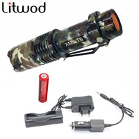 NEW z17SK98 Camouflage XM-L T6 3800LM Waterproof LED Flashlight Torch 5 Mode zoomable Adjustable Focus Lantern Portable Light