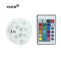 SXZM 4W RGB color aquarium led light battery operated 10 leds with 24 key IR remote controller IP68 waterproof pool fishbowl