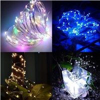 Upgrade 10M 33ft 100 led Solar Powered Copper Wire String Light Chain For Christmas Festival Wedding Party Decor Fairy Lamp