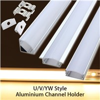 45cm U/V/YW Style Shaped Silver Aluminium LED Bar Light Channel Holder For LED Strip Light Bar Cabinet Lamp