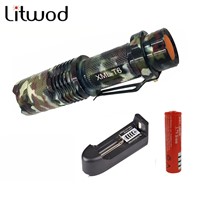 z30 SK98 camouflage color XM-L T6 3800LM Waterproof LED Flashlight Torch 5 Mode zoomable Adjustable Focus Lantern 18650 charger