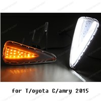 2 pcs Car Styling LED Daytime Running Lights DRL For T/oyota C/amry 2015 Turn Signal Fog Lamp