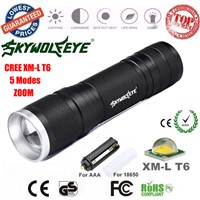 High Quality  CREE XML-T6 LED Zoom 8000LM Flashlight Focus Torch Lamp 26650/18650/AAA Light