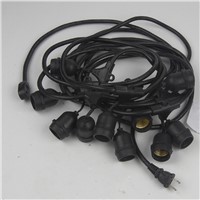 Customized 10M 33ft 2 Core Waterproof Black Cable With 10 E27/E26 Hanging Sockets for S14 Led Bulb Garden Patio Backyard Strip