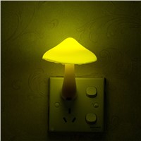 EU US Plug LED Night Light Mushroom Wall Socket Lights Lamp for Bedroom Home Decoration Light-controlled Sensor lamp