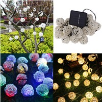 20 LED Solar Christmas Lights Rattan Globe String Lights Solar Decorative Lighting For Outdoor Home Garden Party and Holiday