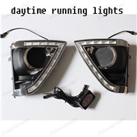 1 set auto part accessory CAR DRL Turn Signal style 12v LED daytime running lights fog lamp for Toyota Vios 2014-2015
