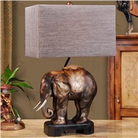 Vintage Handmade Exotic Southeast Asia Resin Elephant Fabrci Led E27 Table Lamp For Living Room Study Bar H 68cm 80-265v 1217