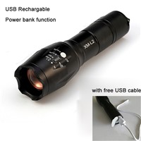 2017 Newest USB Flashlight 8000 Lumens Flashlight LED CREE XM-L2 T6 Torch Zoomable Flash Light Lamp Lighting With USB Charger