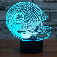NFL Washington Redskins American Football Team Helmet 3D Night Light 7 Colors Change LED USB Table Lamp Creative Light IY803673
