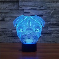 3D LED Cute Pug Dog Night Light Baby Animal Lights Table Lamps For Home Decor Christmas Promotional Gifts For kids Children