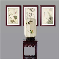 New Chinese Style Classical Elegant Hand Painted Cloth Lampshade Wooden Led E27 Table Lamp For Living Room Bedroom H 38cm 1296