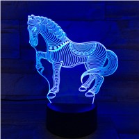 Acrylic Zebra 3D Lamp USB Novelty Gifts 7 Color Changing Animal Horse Led Night Lights 3D LED Desk Table Lamp as Home Decoration