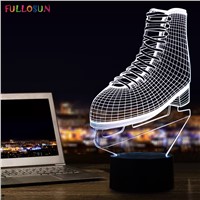 Interesting 3D Illusion Night Lamp LED Ice Skates Shape Lights with USB Sensor Button LED Lamp as Friends Gifts &amp;amp;amp; Home Decoratio