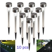 Lumiparty 10pcs/Lot Stainless Steel LED Solar Light Outdoor Landscape Path Garden Light Lamp lantern Decoration IP65 White Color