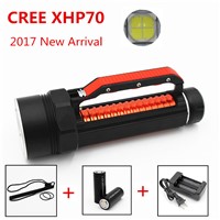 2017 New Diving Flashlight Torch CREE XHP70 LED High Brightness 5000 Lumens Underwater 100M Waterproof White Light