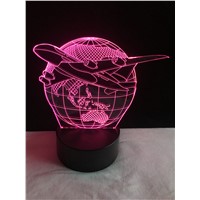 3D Creative Fashion Lamp Visual Earth Plan Aircraft Globe Earth Light Effect 7 Colors Changes Child Kids Table Desk Night Light