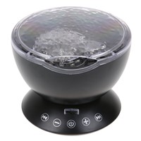 USB Rechargeable Remote Control Ocean Sea Waves 7 Colorful LED Projector Night Light Lamp Projected on the Ceiling Music Box