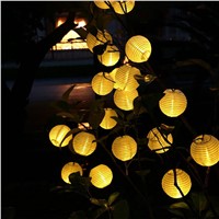 10 LED Solar Chinese Hanging Lantern String Outdoor Garden Yard Lamp Festival Tree Decoration Light #LO