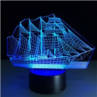 Pirates Caribbean 3D Novelty Light 7 Colors Changing Acrylic LED Lamp Creative Touch Desktop Lamps Living Room Lights