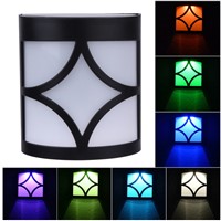 Waterproof 7-Color Solar Powered 6 LED Light Garden Path Landscape Fence Yard Light Control Security Wall Lamp Light 3 Shapes