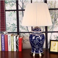 Chinese Classical Creative Ice Plum Blue And White Porcelain Led E27 Table Lamp For Study Living Room Bedroom H 75/77cm 1272