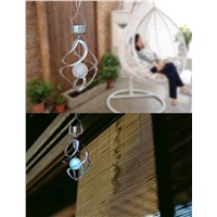 Stainless Steel Solar Galaxy Light Outdoor Lighting RGB Color Changing Solar Powered Wind Chimes Wind Spinner Crystal Ball