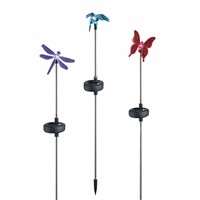 Lumiparty  Color Changing Solar Stake Light Solar LED Butterfly Dragonfly Hummingbird Stake Mixed Light for Garden Decorations