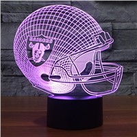 Touch switch NFL Team Logo 3D Light LED Oakland Raider Football Cap Helmet 7 color changing USB table desk Lamp as gift IY803663
