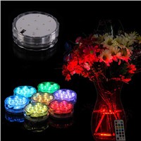4Pairs Multicolor 10 LEDs Submersible Light Lamp Waterproof Remote Control Underwater Wedding Festival Decoration Light