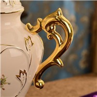 European Luxurious Classical Elegant Hand Painted Ceramic Tassel Fabric Led E27 Table Lamp For Living Room Bedroom Wedding Deco