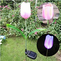 Solar Power Tulip Flower LED Lawn Light Automatic Sensor Waterproof Yard Garden Path Way Landscape Balcony Decorative Lamps